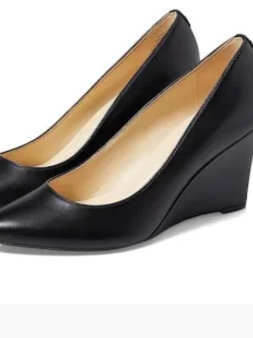 Nine West Black Leather Wedge Pumps